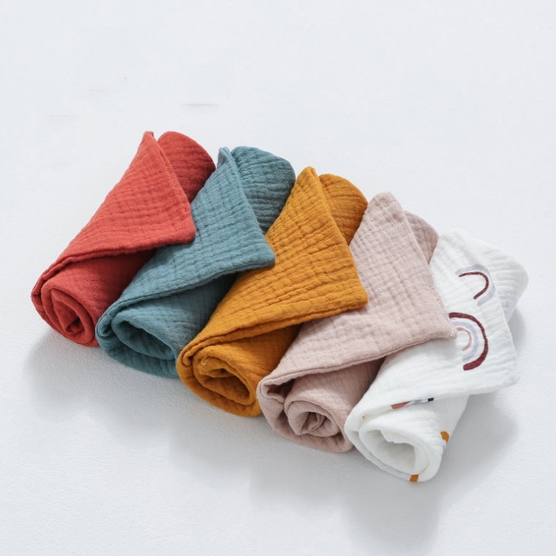 5 Pcs Baby Cotton Square Towels Infant Wash Hand Face Wipes Washcloth Facecloth Handkerchief Muslin Cloth Feeding Bib P31B