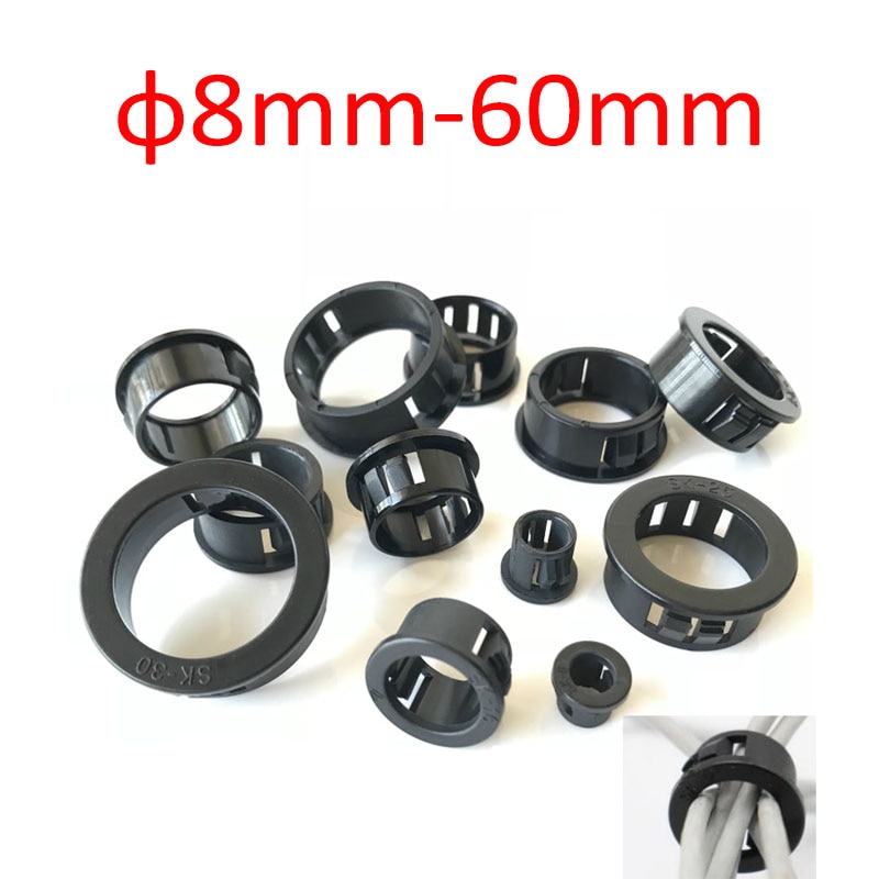 10PCS Black Plastic Grommet Gasket Round Hollow Wire Cable Protect Bushes Hole Plug O-rings Sealed Gasket 8mm-60mm