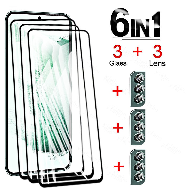 Tempered Glass on For Samsung Galaxy S22 Plus 5G Glass Screen Protector for Samsung S22plus S22+ S 22 6.6" SM-S906B Camera 