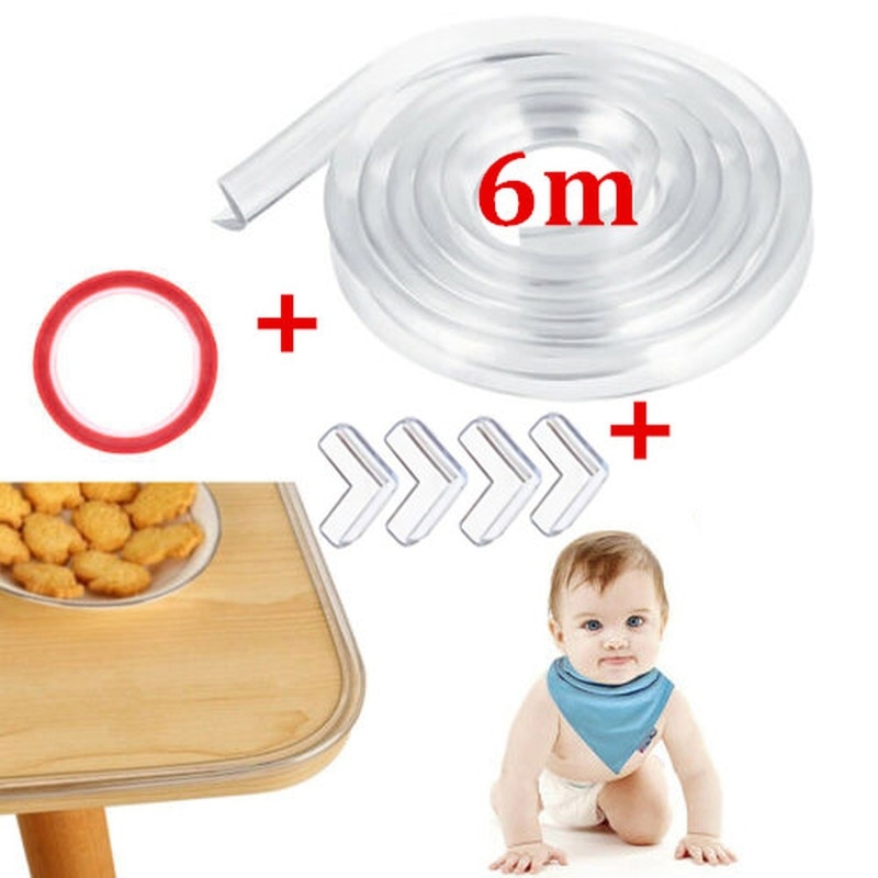 6M Baby Safety Corner Protection Strip Guards Table Edge Furniture Corner Protectors Soft PVC Bumper Home Collision Cushion A+++