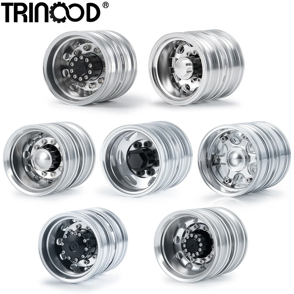 TRINOOD 1/4PCS Tamiya Rear Wheel Hub Metal Hex Wheel Rim for 1/14th Scale Tamiya RC Trailer Tractor