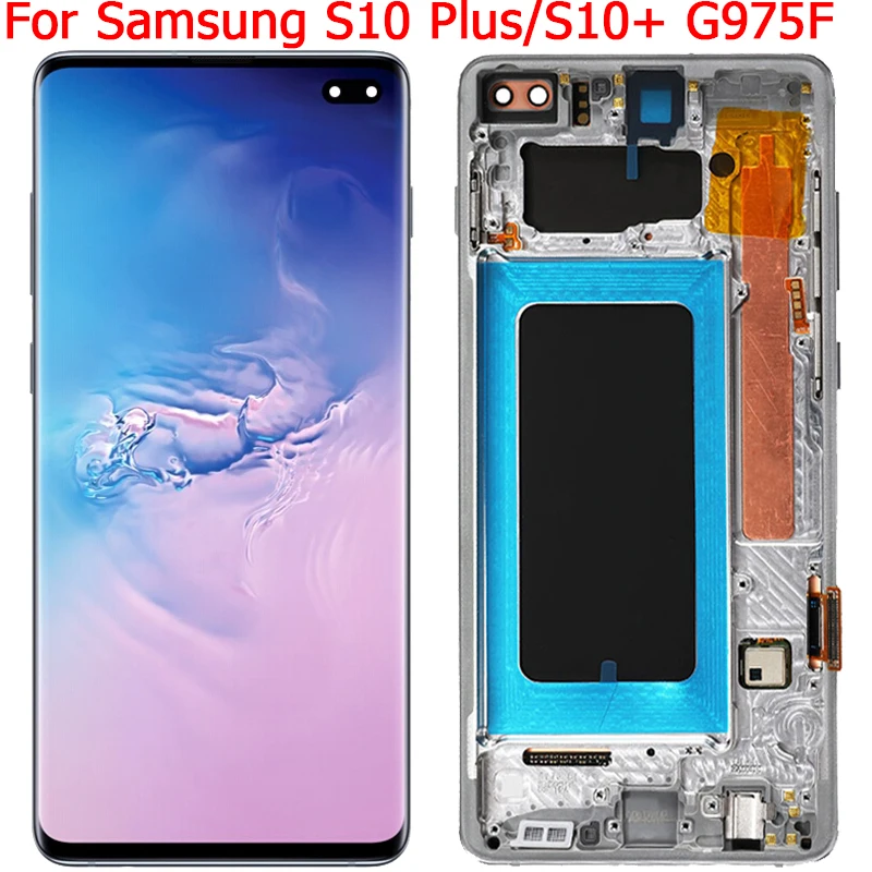 For Samsung S10 Plus LCD Screen Display With Frame 6.4" Samsung S10+ G975F G975U G975A Display Touch