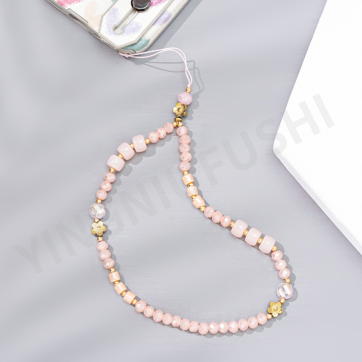 2022 Trendy Crystal Stone Mobile Phone Chains Creative Color Beads Chain Cellphone Strap Anti-Lost Lanyard Charm Women Jewelry