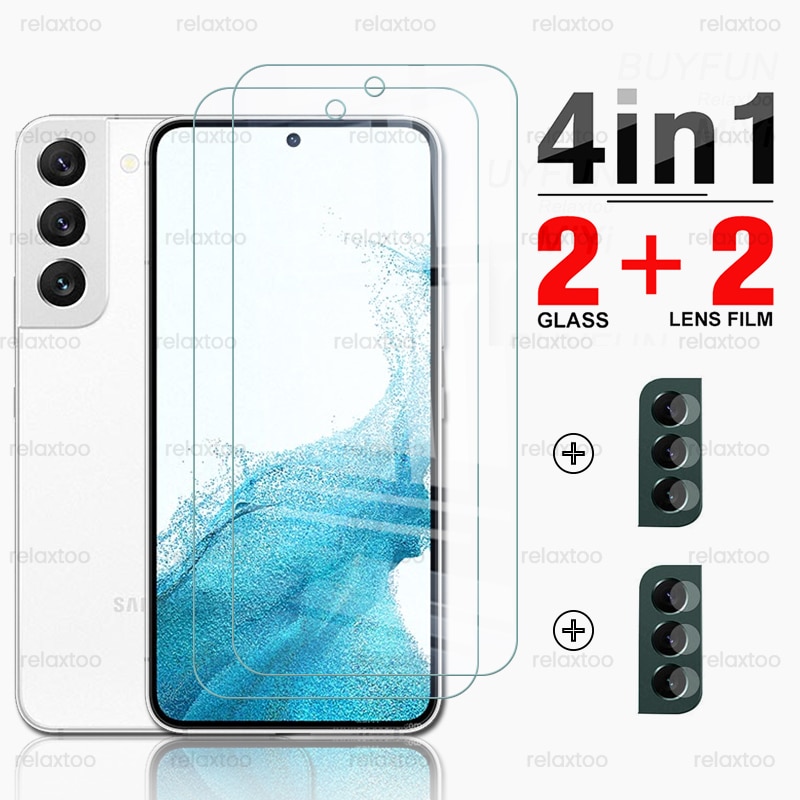4IN1 Protective Glass For Samsung Galaxy S22 Plus 5G Screen Protector For Samsung S 22 + S22+ Tempered Glass Camera Lens Film