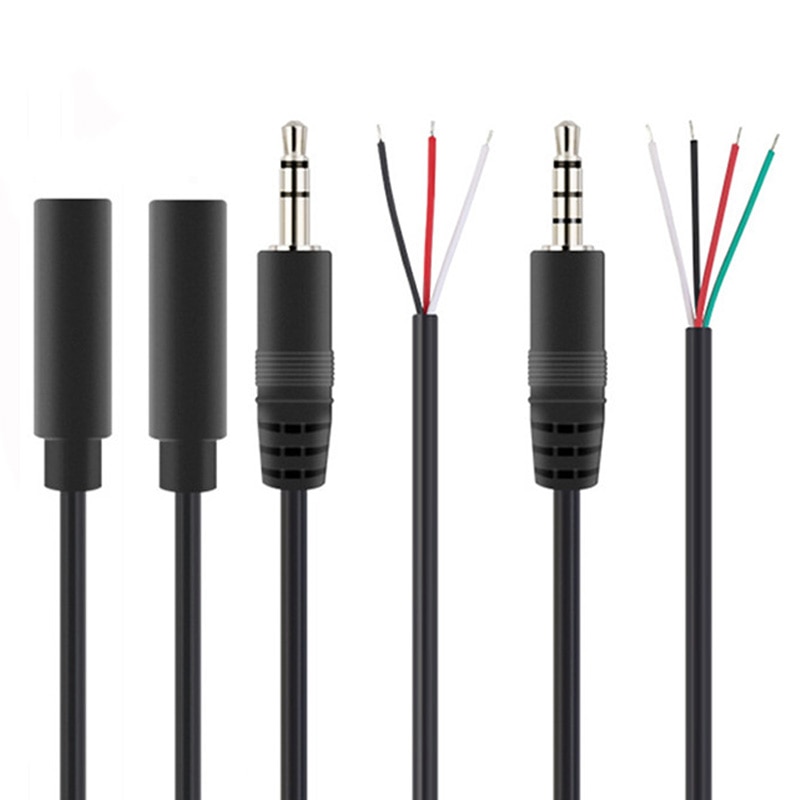 30CM 1M 3.5mm 3-Pole 4-Pole Jack DIY Earphone AUX Cable Headphone Repair Replacement Wire Cord DIY