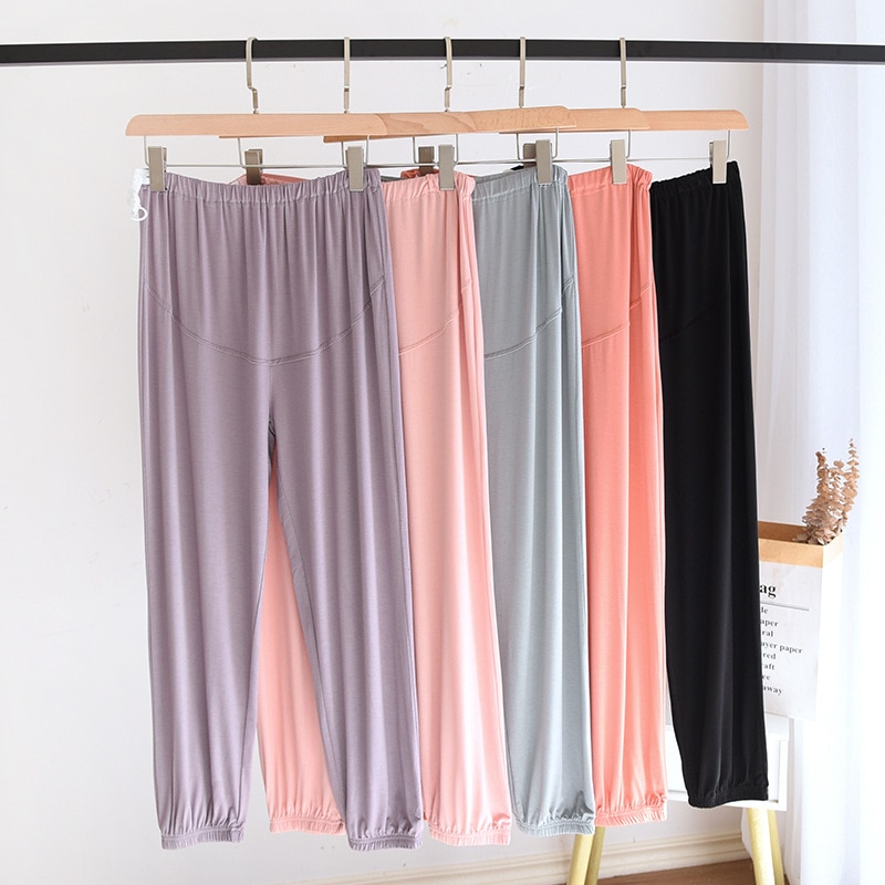 Modal Pregnant Woman Belly Support Pants Four Seasons Thin Adjustable Waist Bundle Mouth Elasticity Maternity Pregnancy Trousers