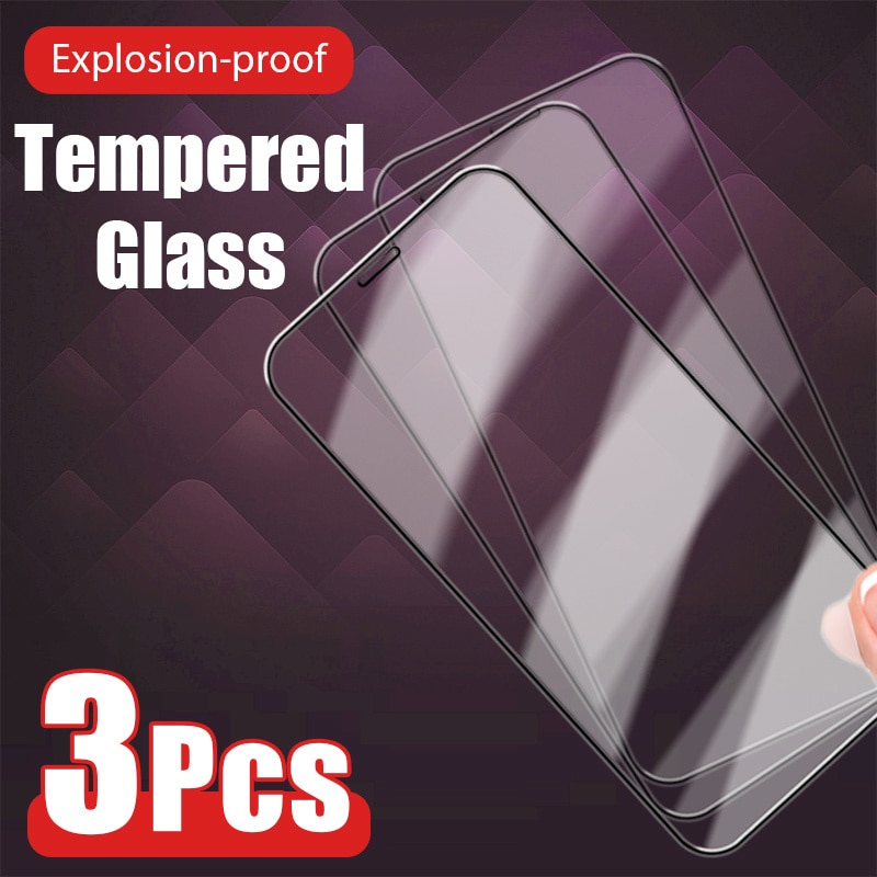 3pcs Break-proof Tempered Glass On iPhone 12 11 Pro Max 12 Mini Xs Max XR Screen Protector On iPhone 8 7 4.7inch 6S Plus SE 2020