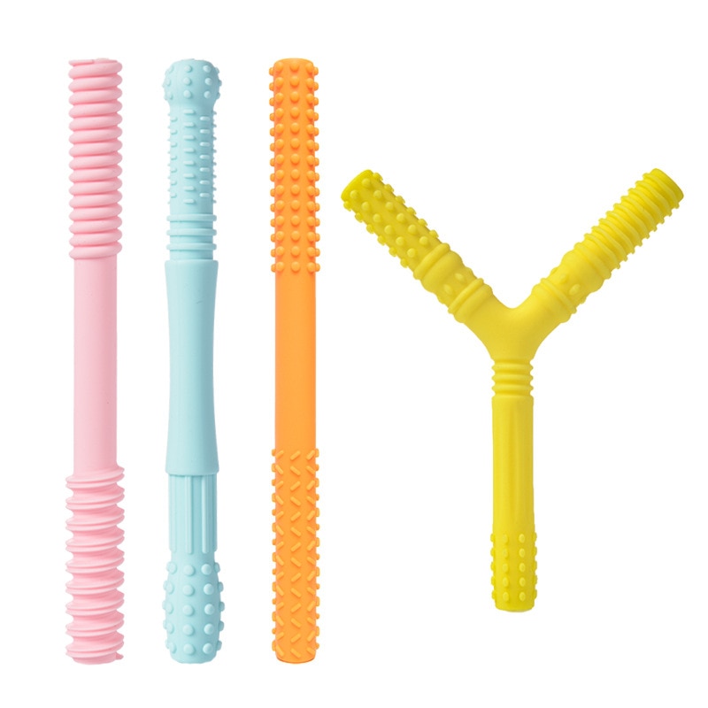 1 Pc Children Anti-eat Hand Molar Stick Baby Teether Chewing Glue Silicone Hollow Teething Tube Newborn Toys Gift Accessories
