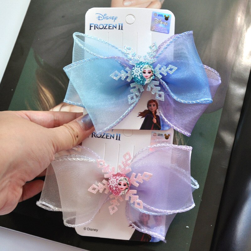 Disney Frozen Princess Aisha Children's Hairpin Print Bow Hairpin Headdress Girl Hair Accessories Christmas Birthday Gift