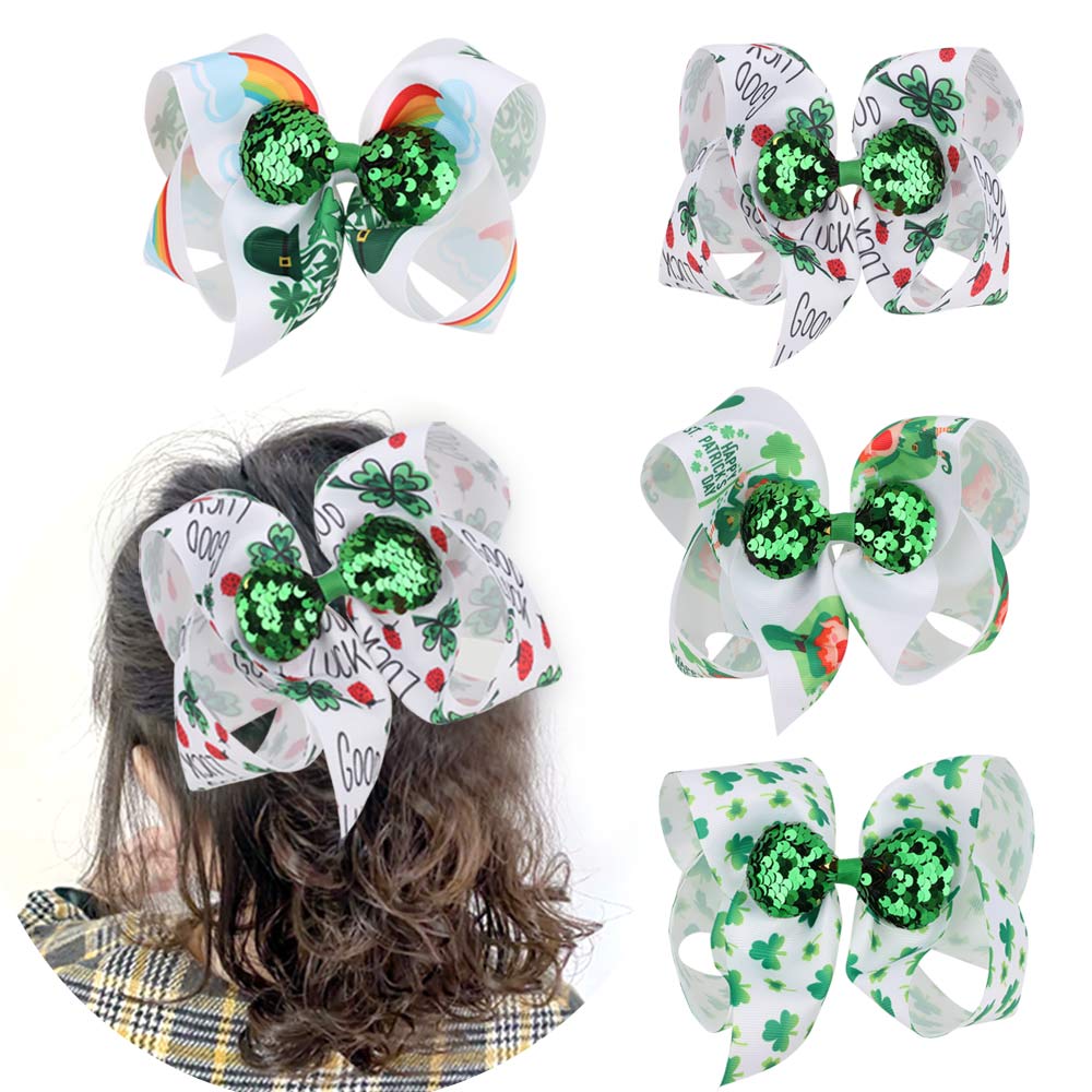 St. Patrick's Day Bowknot Hair Clip Lucky Irish Shamrock Print Barrettes for Baby Girl Baby Hair Accessories заколки для де