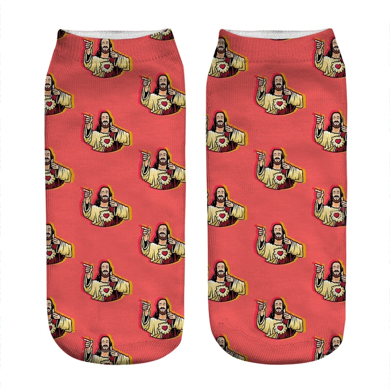 Women's socks kawaii Funny jesus meme pattern Printed Socks Woman harajuku Happy Funny Novelty cute girl gift Socks for wom