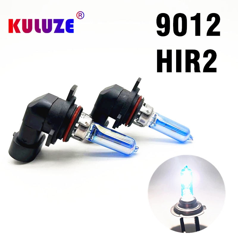 KULUZE 2pcs Crystal Super Bright White HIR2 HIR PX22d 9012 Halogen Bulb 12V Car HeadLight Bulb 9012 LL 55w Halogen Lamp Source