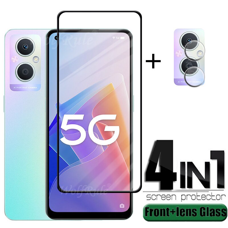 4-in-1 For Reno 7Z Glass For OPPO Reno 7Z Tempered Glass HD 9H Full Glue Cover Screen Protector For OPPO Reno 7Z 5G Lens Glass