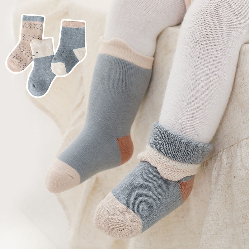 Winter Thicken Terry Baby Socks Infant Toddler Boys Girls Sock Newborn Stuff Warm Clothes Cotton Kids Cute Bear Socks 0-5 Years