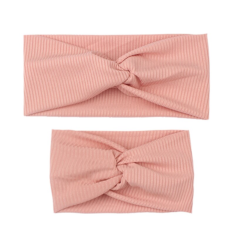 2PCS/Set Mom Mother & Daughter Kids Baby Girl Bow Headband Solid color head Hair Band Accessories Parent-Child family Headwe