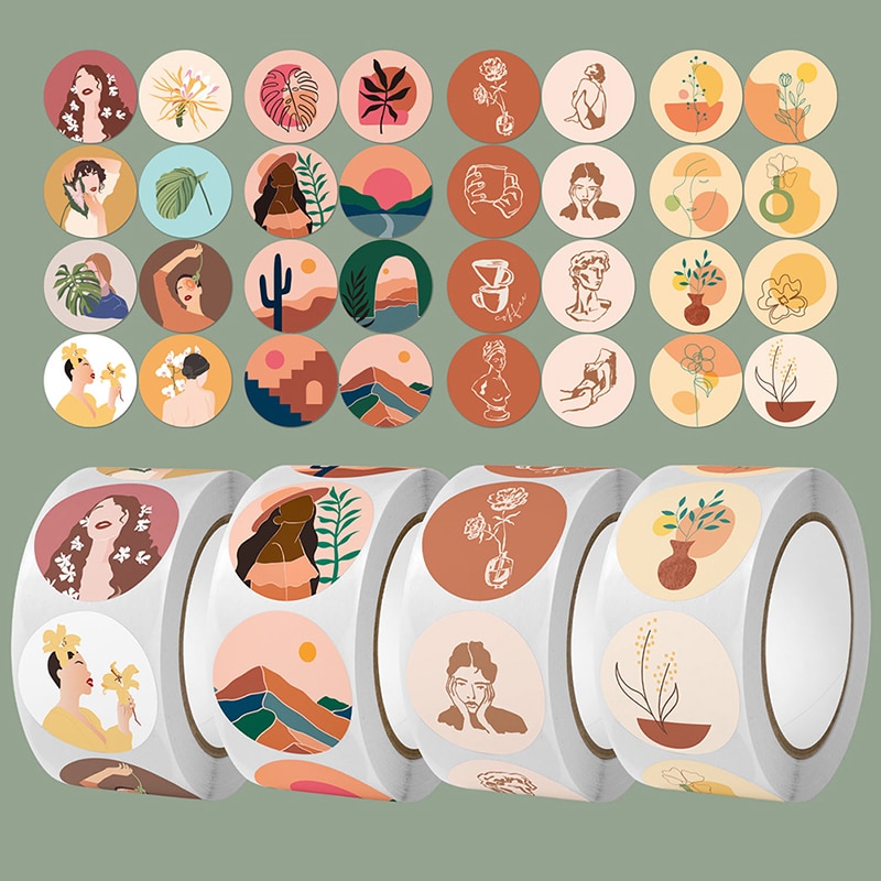 500pcs/roll Thank You Sticker for Seal Labels Round cute and friendly Multi Color handmade offer Stationery Sticker