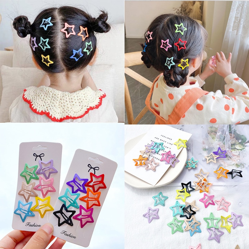 28/20/18/Lot Solid Color Colorful Star Hairpins Snap Clips Kids Sweet Hair Ornament BB Clip Barrettes Fashion Hair Accessories