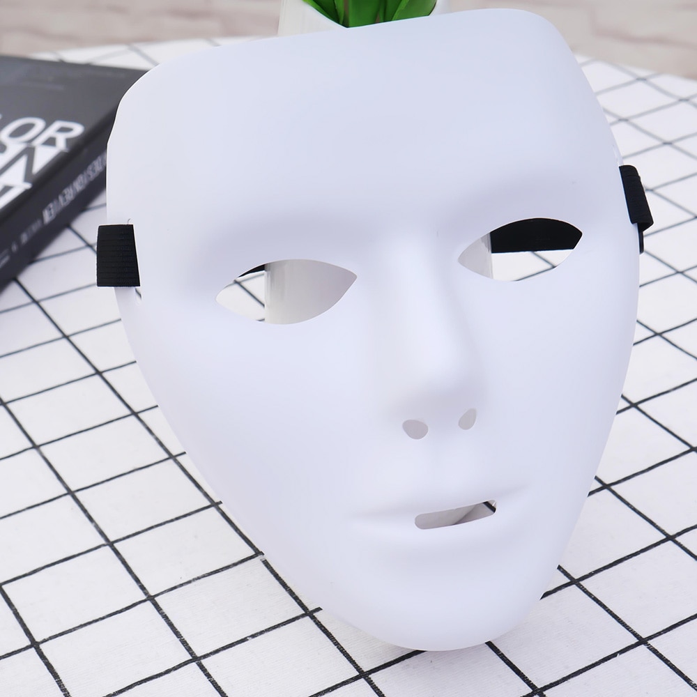 1pcs Halloween PVC Environmental Protection Material Hip-hop Mask Men's and Women's White Face Decoration Performance 