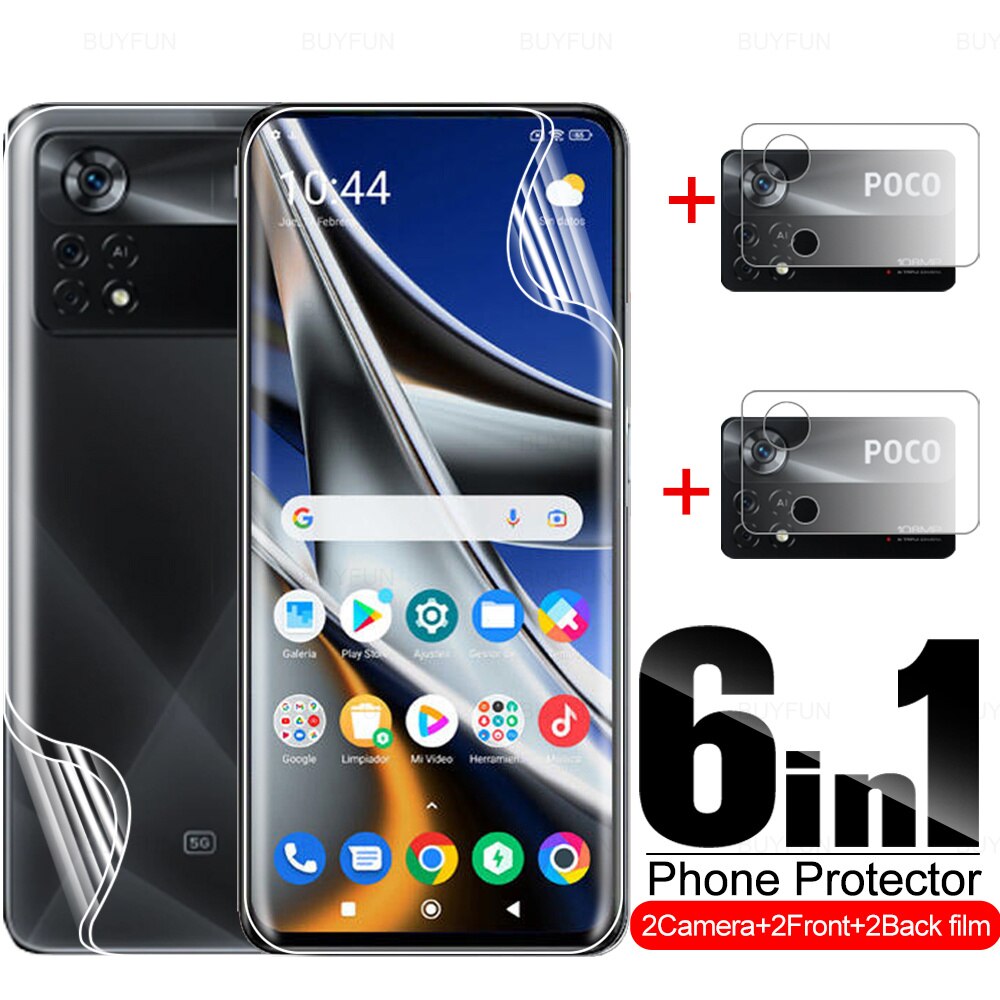 6in1 Front Back Hydrogel Film For Xiaomi Poco X4 Pro 5G Screen Protector For Poco M3 X3 Pro X3 NFC F3 Camera Protective Film