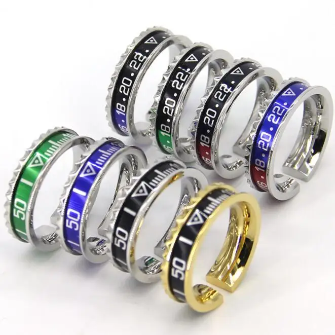 2022 High Quality 8 Colors Dial Speed Roman Numberal Ring Uomo Stainless Steel Unisex Wedding Bands