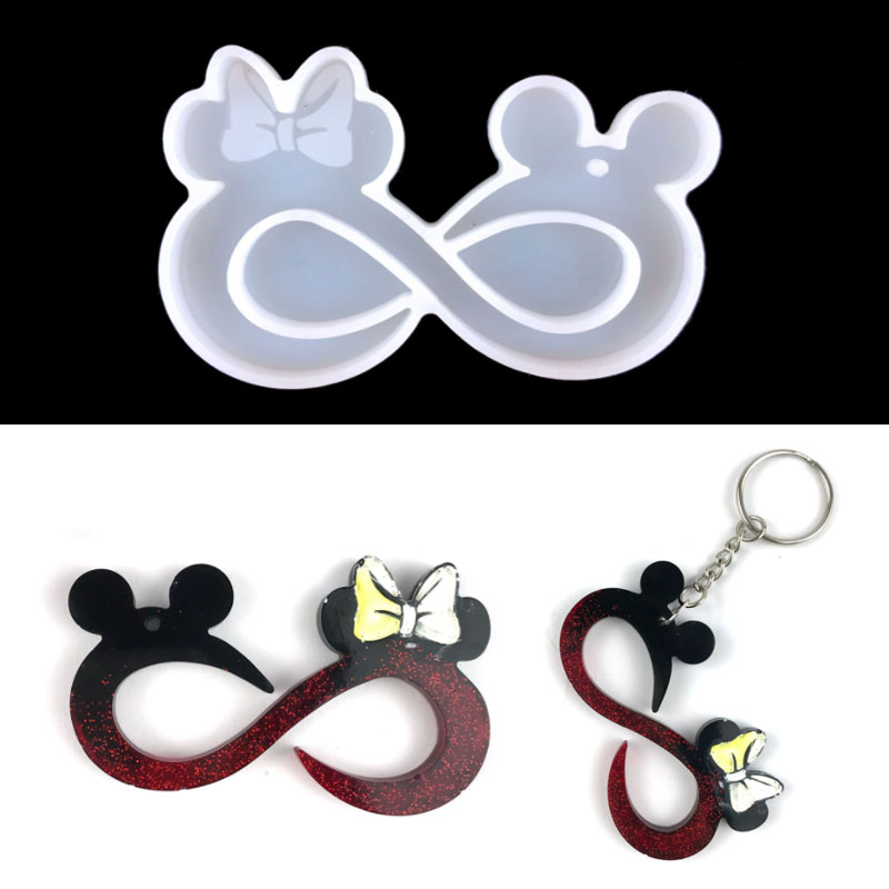 Cartoon Mouse Keychain Epoxy Resin Mould DIY Jewelry Pendant Silicone Mould Cute Mouse Crystal Mould Craft Tools