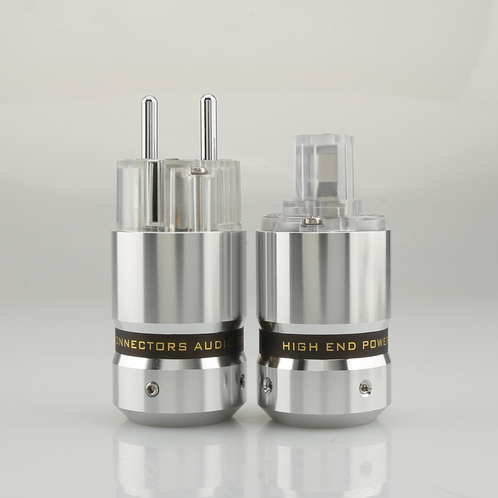 Audiocrast Hi-End Rhodium Plated Schuko EU Power Cable Plug IEC Connector Female male Plug for Hifi power Plug extension