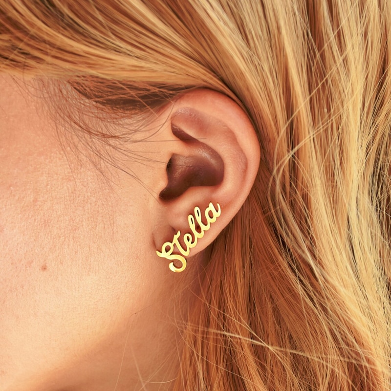 Stainless Steel Name Stud Earrings For Women Girl Custom Ear Jewelry Personalized Nameplate Earrings Fashion aretes