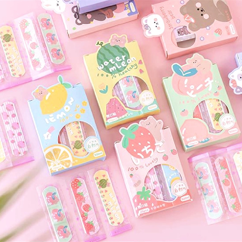 20 Pcs/box Waterproof Breathable Adhesive Bandages Cute Cartoon Animal First Aid Bandaids Emergency Kit Wound Plaster for Kids