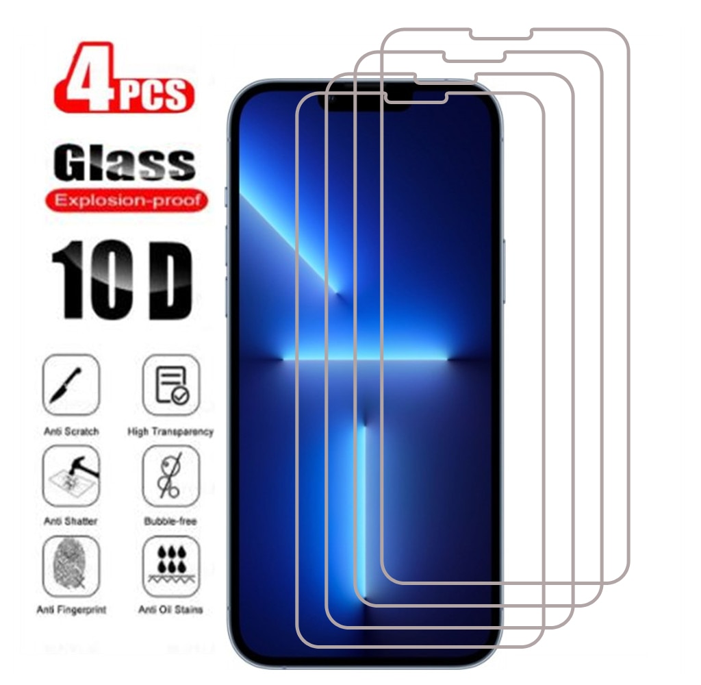 4PCS Protective Glass On the For iPhone 7 8 6 6s Plus X Screen Protector For iPhone 11 12 13 Pro X XR XS MAX SE 5 5s Glass