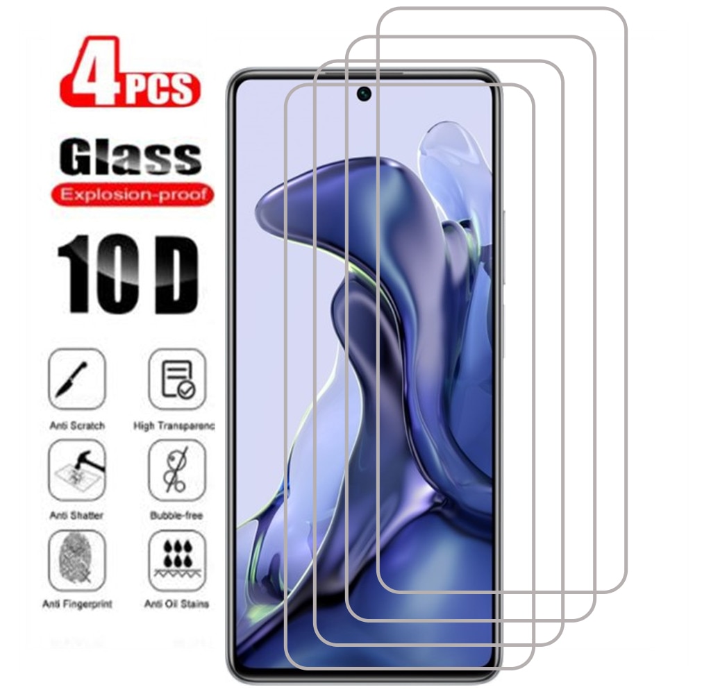 4PCS For Xiaomi 11T Pro Glass Tempered Glass for Xiaomi Mi 11T 11X 10T Pro 11 Lite Front Glass Screen Protector Phone Film