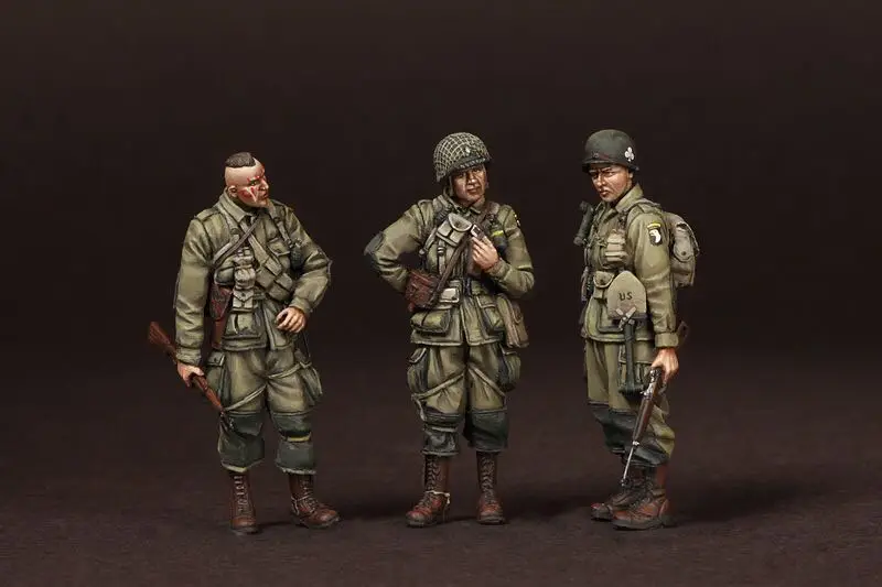 1:35 Scale Die-casting Resin Figure Model Assembly Kit US Airborne 3-person Model Unpainted and