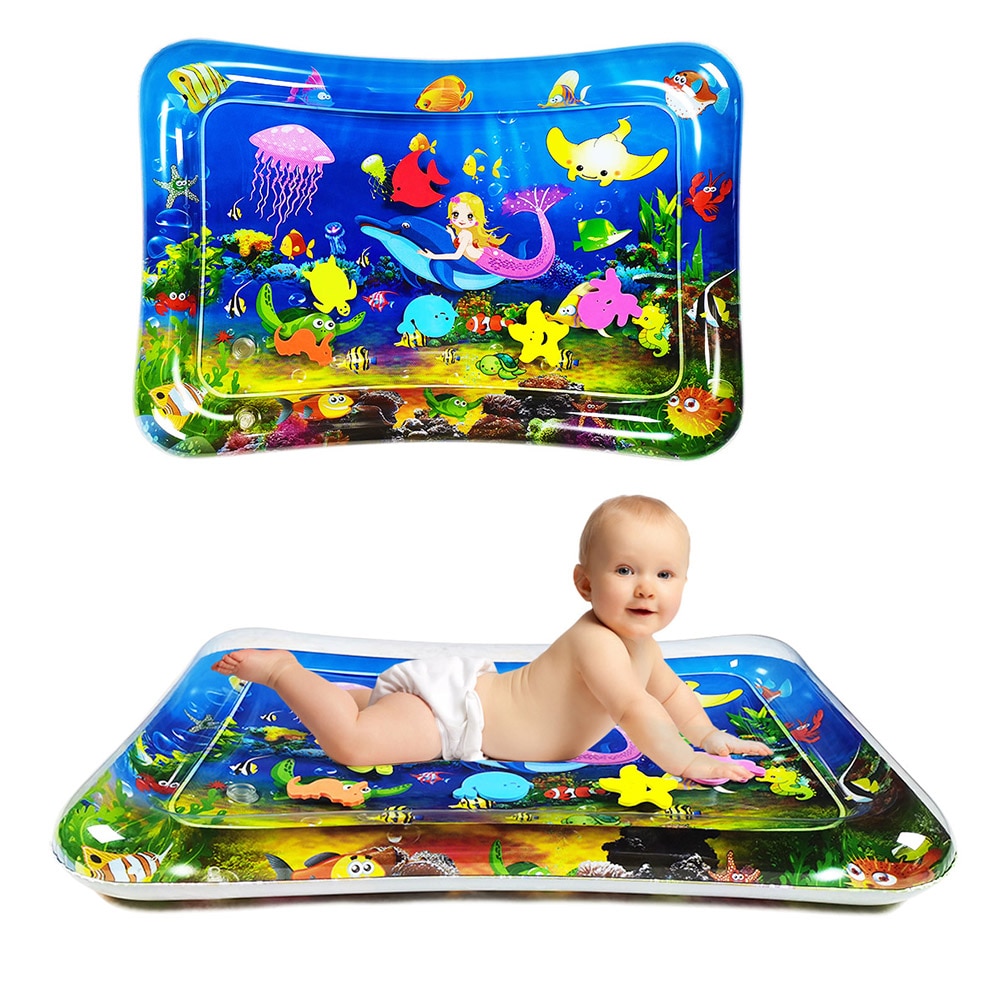 Summer Inflatable Baby Water Play Mat Tummy Time Playmat for Baby Safety Cushion Ice Mat Kids Fun Water Activity Play Center