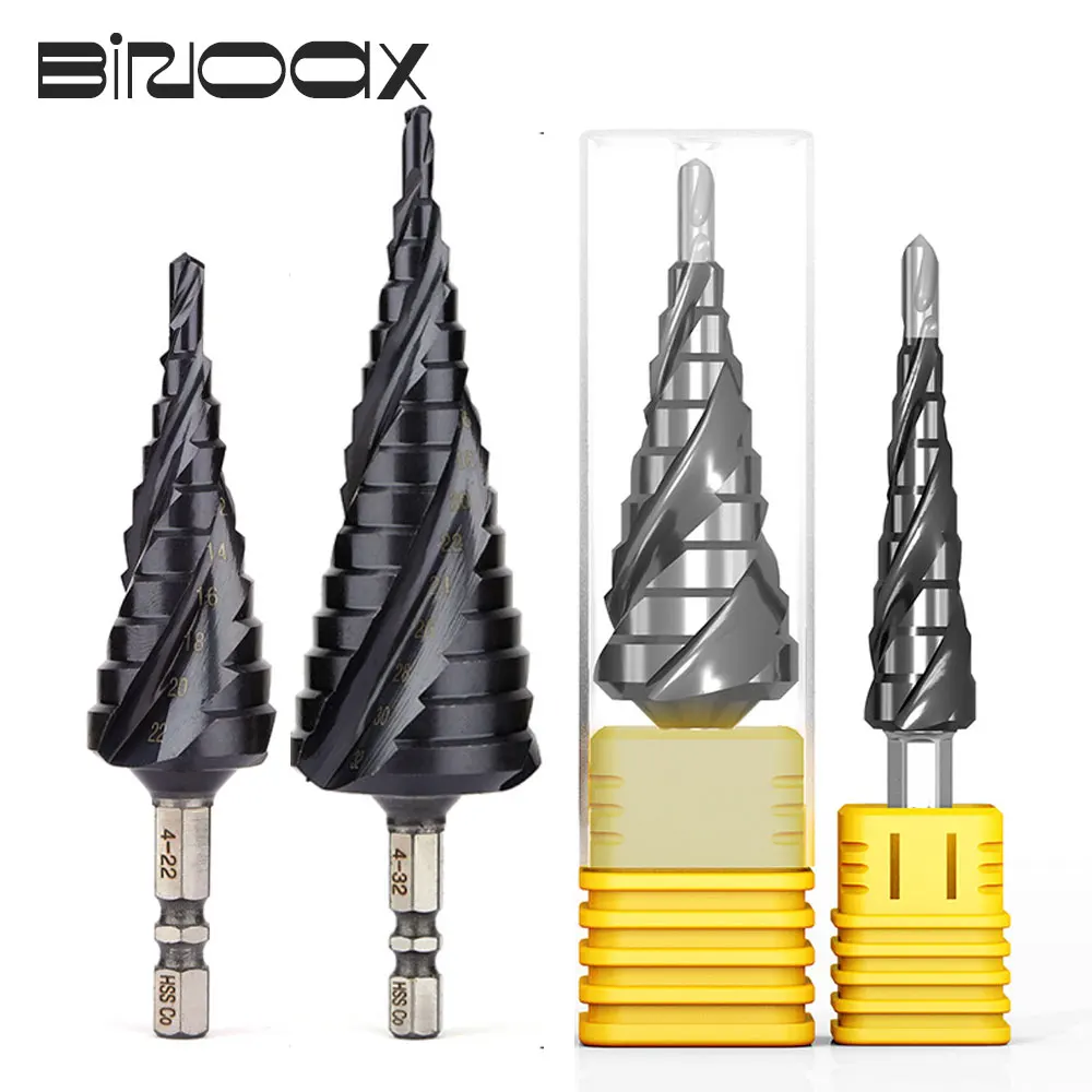 Binoax M35 TiAlN Coated Step Drill Bit for Stainless Steel and Hard Metal HSS-Co 3 Flutes