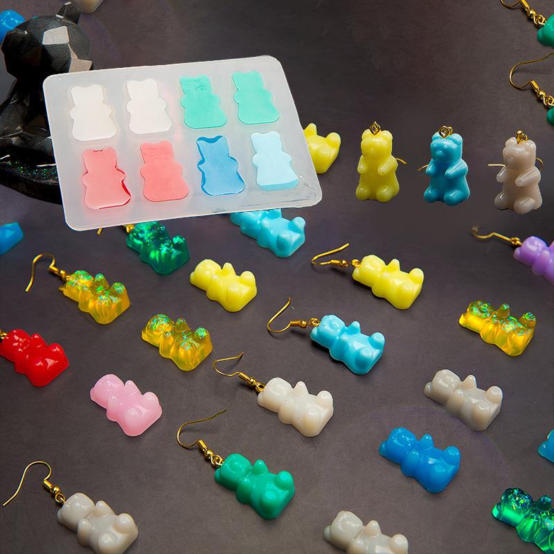 DIY Bear Silicone Molds For Epoxy Resin Jewelry Pendant Earrings Crystal Resin Mold Handmade Crafts Jewelry Making Tools Mould