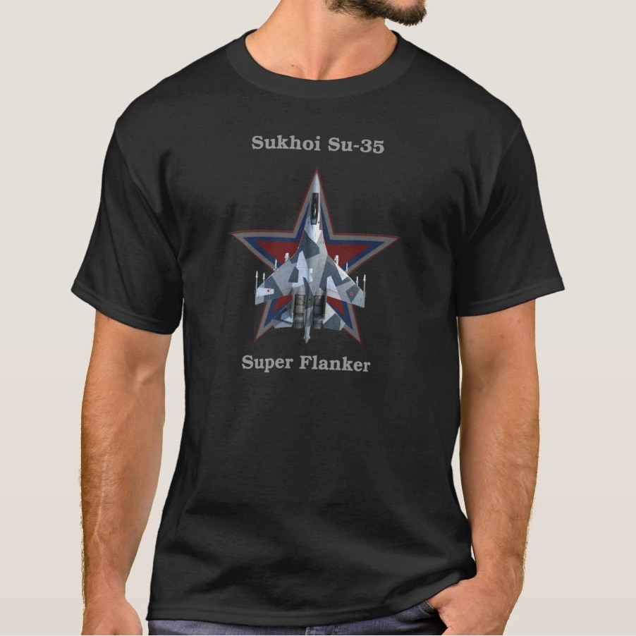 Russian Air Force Red Star Su 35 "Super Flanker" Fighter T-Shirt. Premium Cotton Short Sleeve O-Neck Mens T Shirt New