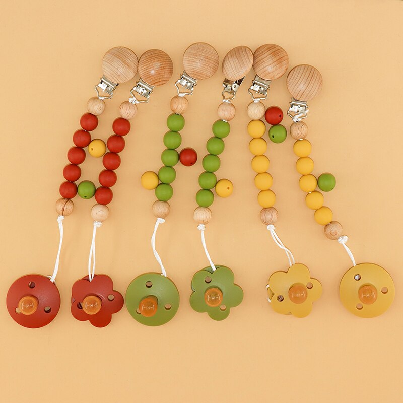 Pacifier Chain Baby Silicone Beads Chain Ins Color Baby Dummy Chain Accessories Newborn Pacifier Chain