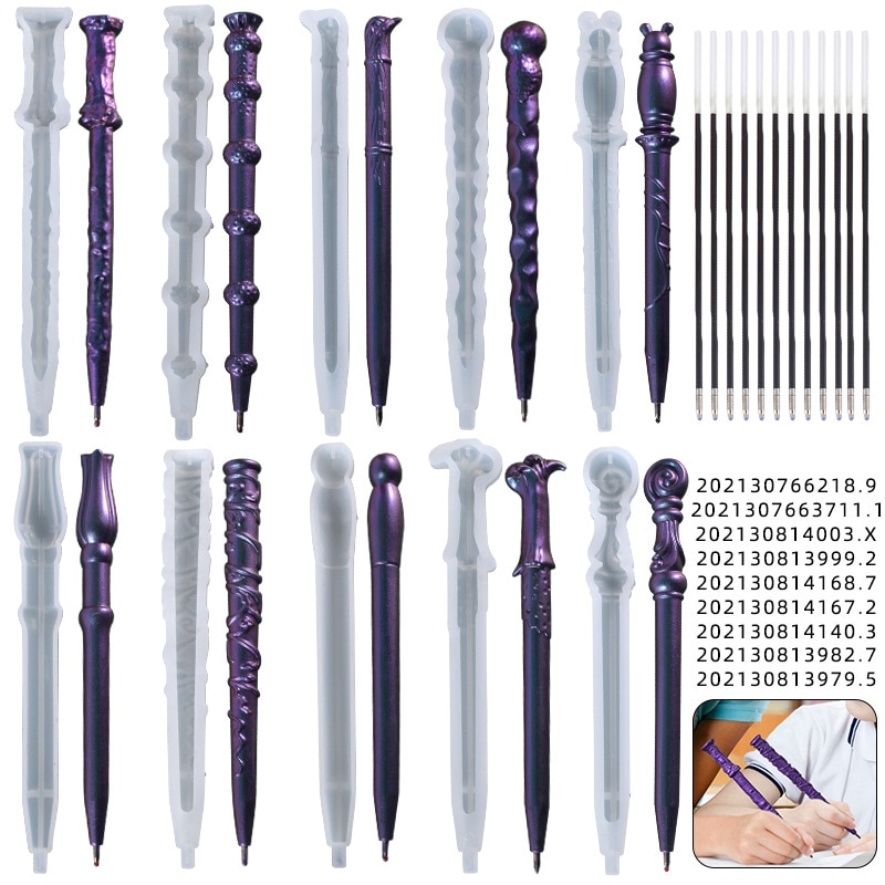 DIY Crystal Epoxy Resin Mold Irregular Shape Magic Wand Ballpoint Pen Silicone Mold Wholesale