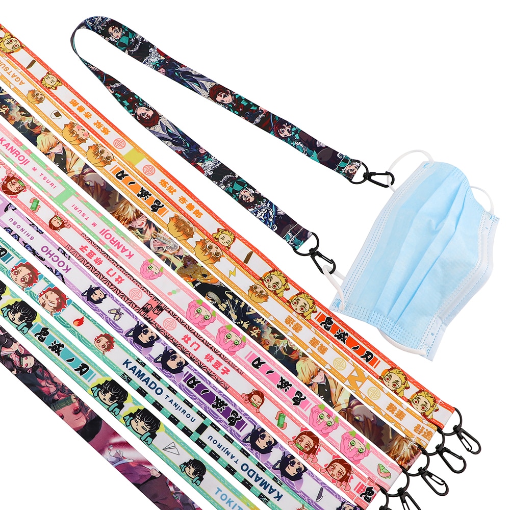 ZF4088 Universal Demon Slayer Cartoon Mask Holder Straps Boys Girls Safety Eyewear Retainer Mask Rope For Kid Neck Strap Lanyard