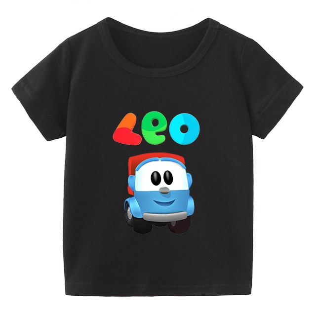 100% 2-11T Cotton Kawaii Kids T-shirts Funny Leo The Truck Cartoon Print Boy T Shirt Cute Boys Tops Fashion Children Clothes