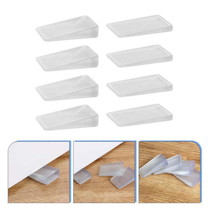 8pcs PVC Door Stopper Nail-Free Door Wedge Stop Furniture Leveling Shims Clear Wedge Table Mat Door Wedge Foot Pad