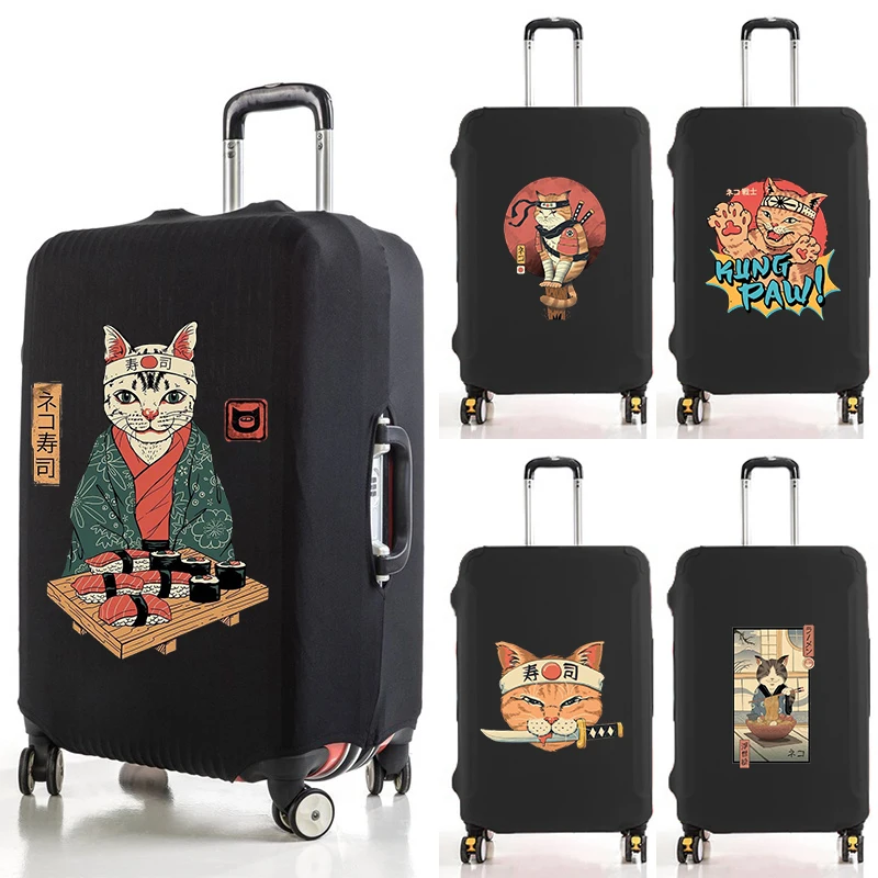 Samurai Cat Luggage Cover Washable Protective Cover Anti-scratch Luggage Cover Dust-proof Suitable