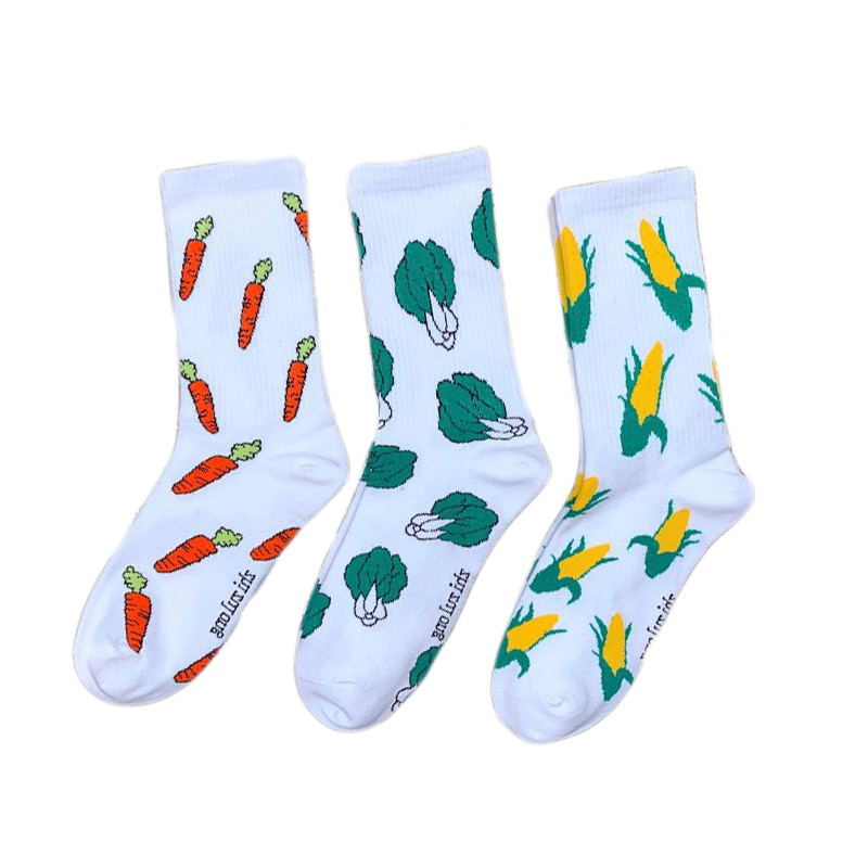 Fashion Harajuku Women&Men's Socks Street Cotton Funny Novelty Vegetables Corn Carrot Hiphop Korean Stake Sock