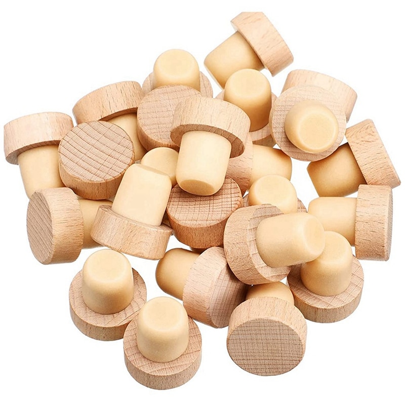 ABSF 30Pc Wine Bottle Cork T Shaped Cork Plugs for Wine Cork Wine Stopper Reusable Wine Corks Wooden and Rubber Wine Stopper