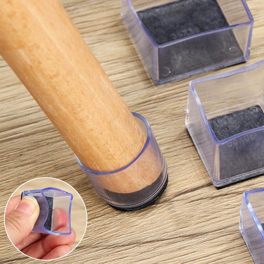 New 4pcs Chair Table Foot Cap Protectors Universal TransparentPVC Non-slip Round Bottom Furniture Floor Protector Silicone Pads