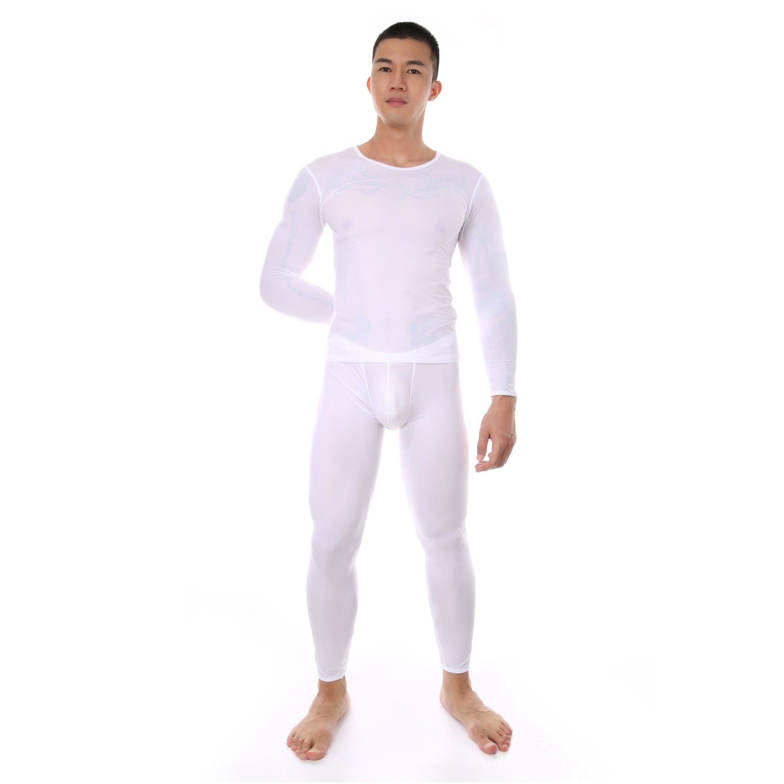 Men's Long Johns Thermal Underwear Bulge Pouch Keep Warm Pants Breathable Male Casual Autumn Winter Sleepwear Pajamas Set 2
