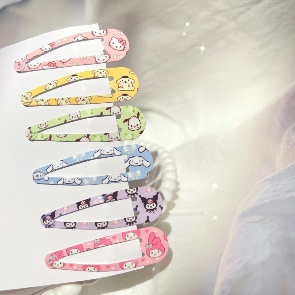 Sanrio Hello Kitty Cinnamoroll Kuromi Melody Cartoon Kawaii Girl Plush Hairpin Bangs Clip Cute