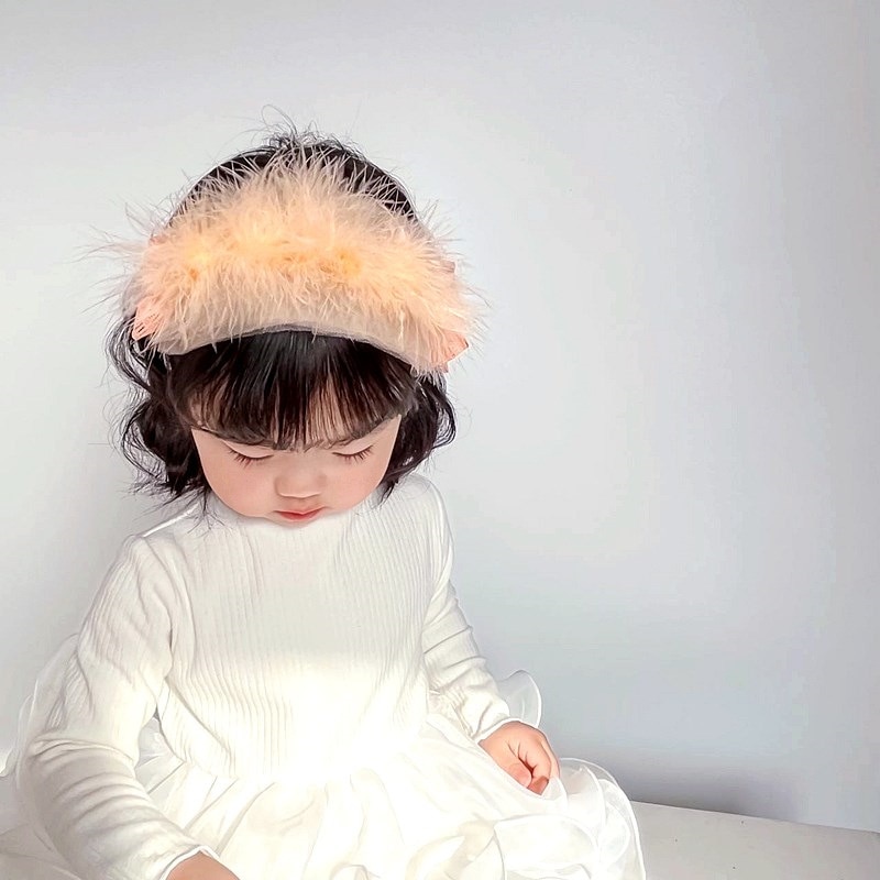 Girl Princess Hair Accessories Kids Vintage Feather Headdress Girls Cosplay Lolita Birthday Party Wedding Headbands Handmade