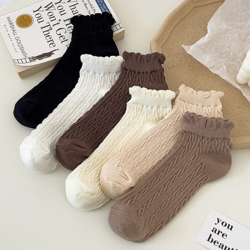 Solid Cotton Woman Socks Short Socks Female Spring Comfortable Cute Socks Preppy Style