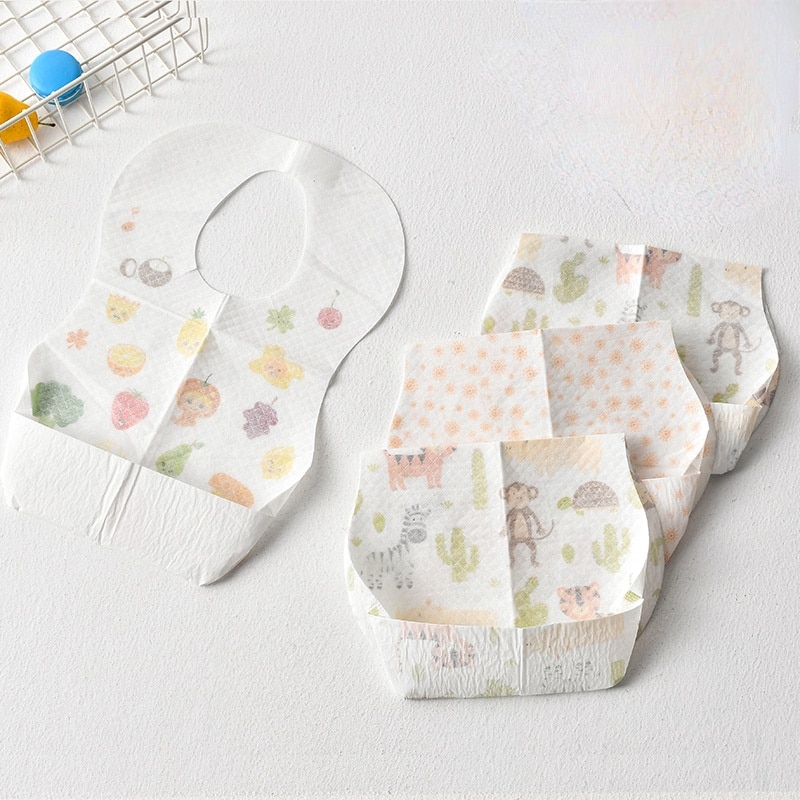 10 Pcs Disposable Baby Bib Baby Saliva Towel Waterproof Feeding Bib Pocket Go Out Portable Kids Accessories 6Months-2Years
