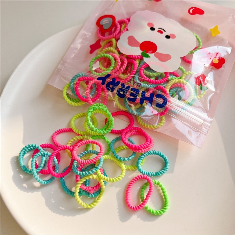 100PCS/Lot Baby Mini Rainbow Small Rubber Band Candy Color Baby Girl Children's Hair Rope Headwear baby girl accessories